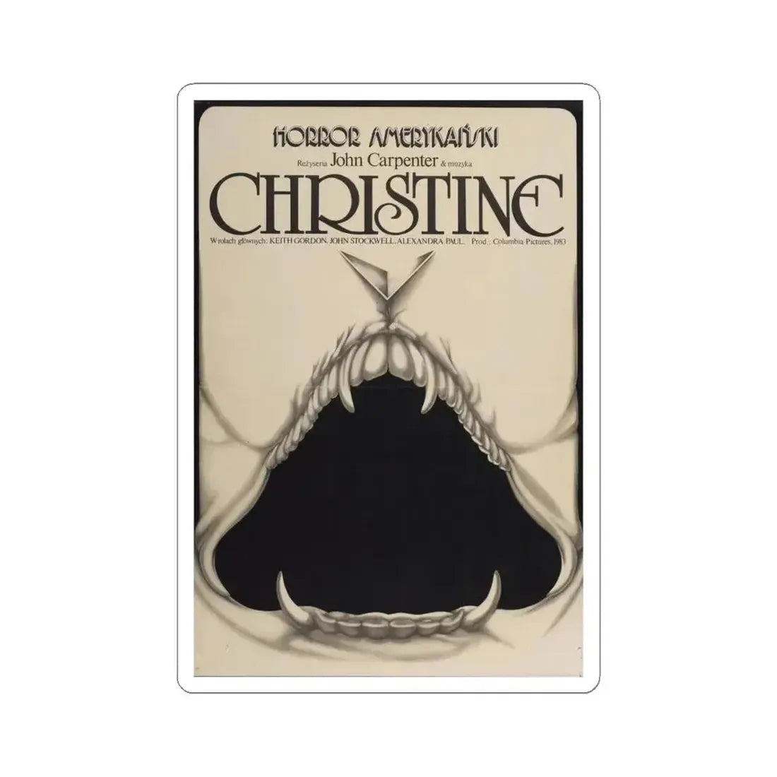 CHRISTINE (POLISH) 1983 Movie Poster - STICKER Vinyl Kiss-Cut Decal 4 Inch White - The Sticker Space