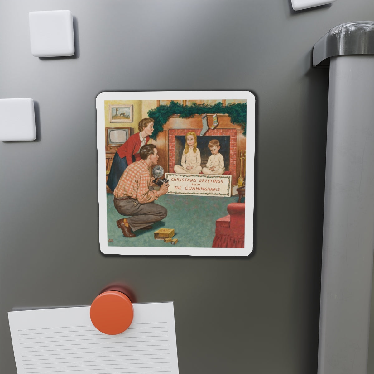 Christmas Greetings, Saturday Evening Post cover, December 11, 1954 (Magazine Illustration) Refrigerator Magnet-The Sticker Space