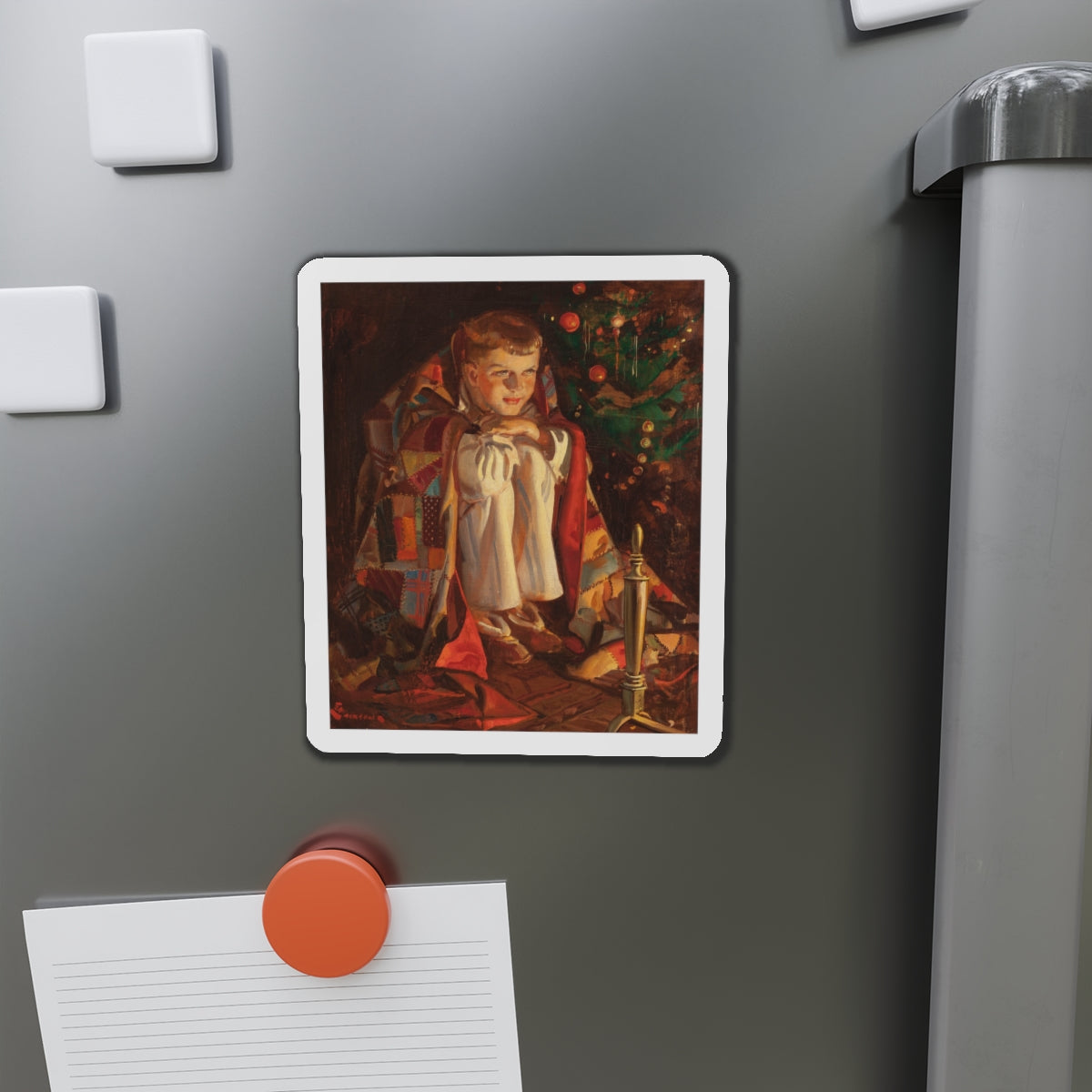 Christmas Morning (Magazine Illustration) Refrigerator Magnet-The Sticker Space