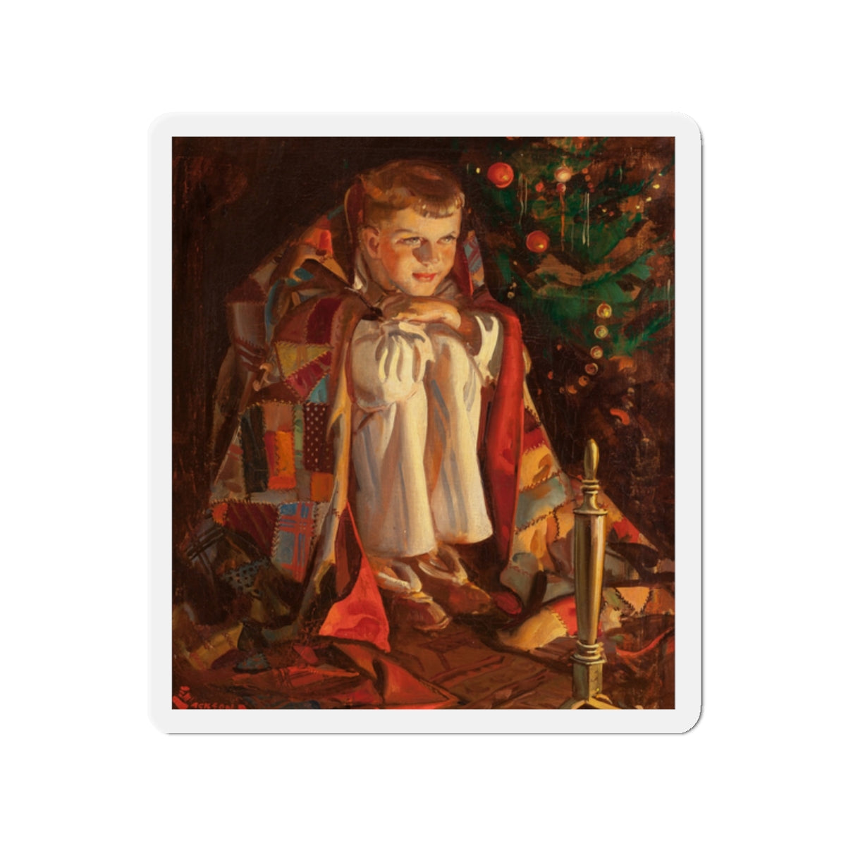 Christmas Morning (Magazine Illustration) Refrigerator Magnet-2" x 2"-The Sticker Space