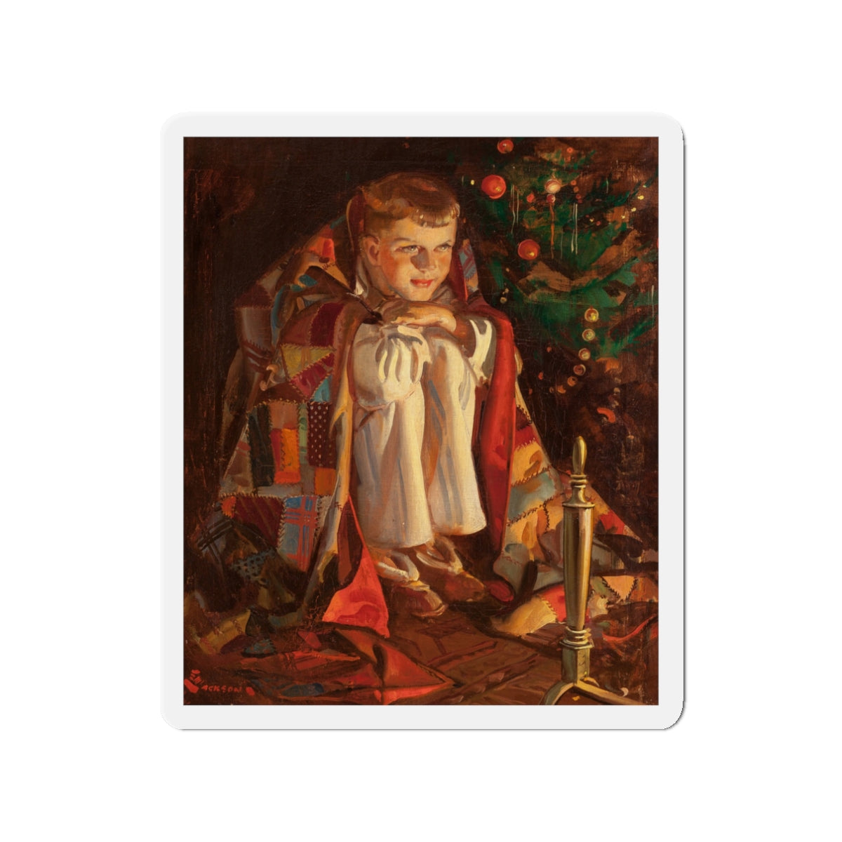 Christmas Morning (Magazine Illustration) Refrigerator Magnet-3" x 3"-The Sticker Space