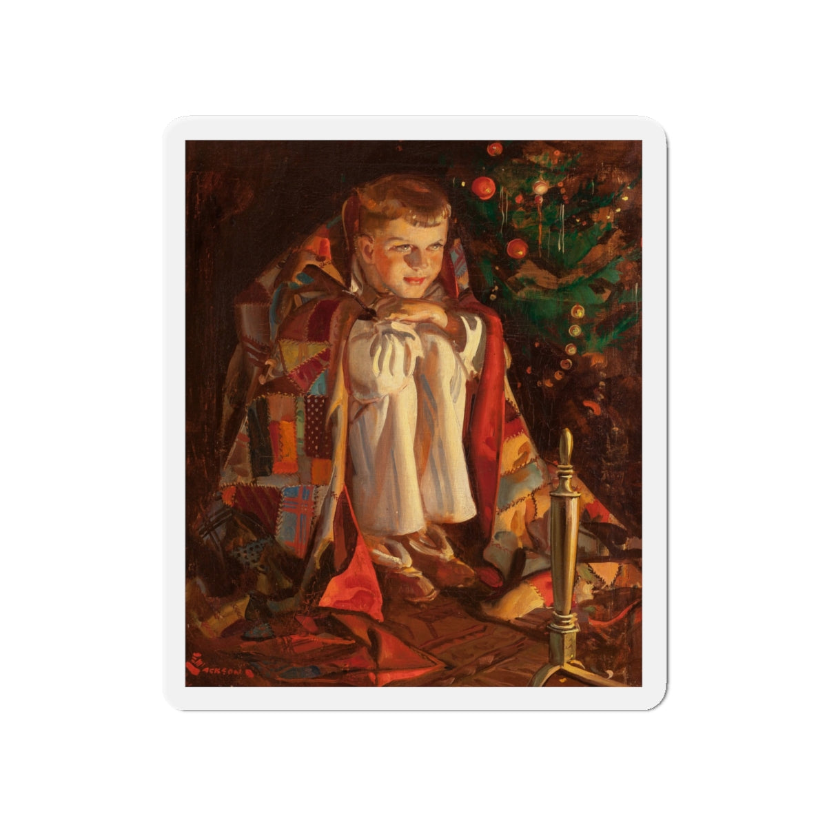 Christmas Morning (Magazine Illustration) Refrigerator Magnet-4" x 4"-The Sticker Space