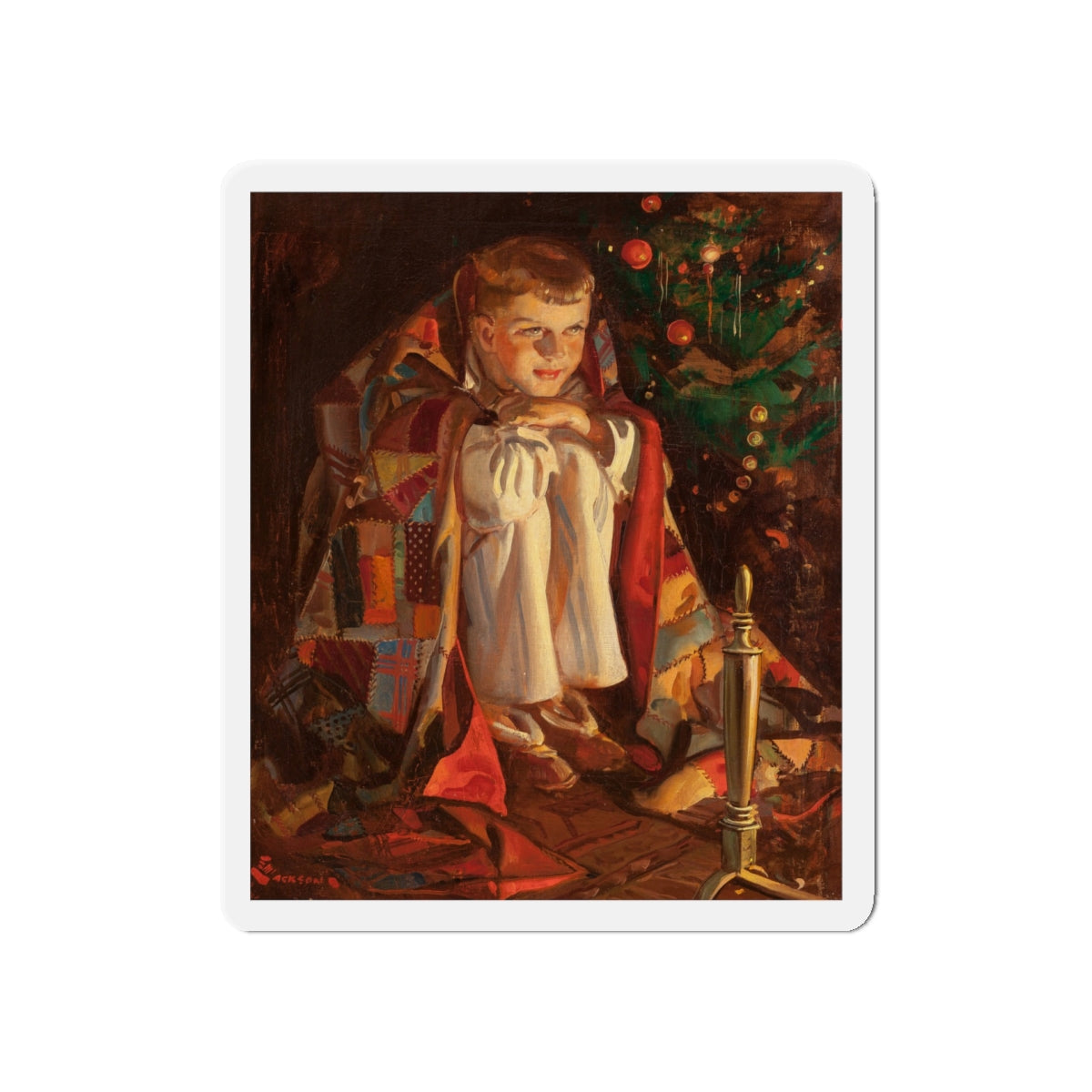 Christmas Morning (Magazine Illustration) Refrigerator Magnet-5" x 5"-The Sticker Space