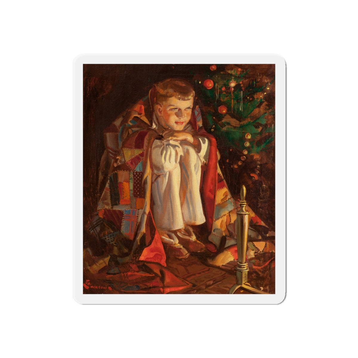 Christmas Morning (Magazine Illustration) Refrigerator Magnet-6" × 6"-The Sticker Space