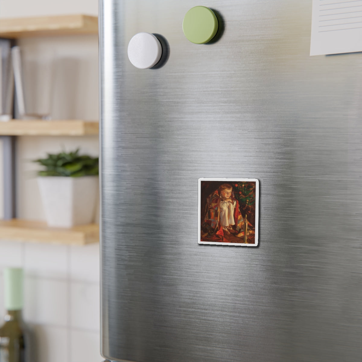 Christmas Morning (Magazine Illustration) Refrigerator Magnet-The Sticker Space