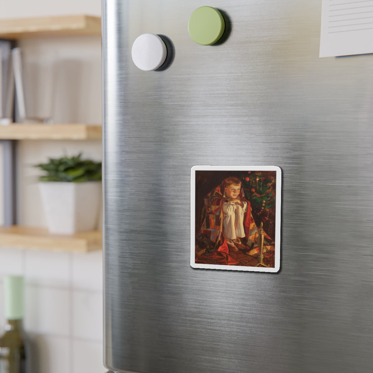 Christmas Morning (Magazine Illustration) Refrigerator Magnet-The Sticker Space