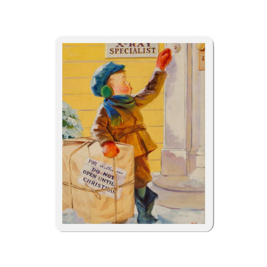 Christmas Peeking (Magazine Illustration) Refrigerator Magnet-2" x 2"-The Sticker Space