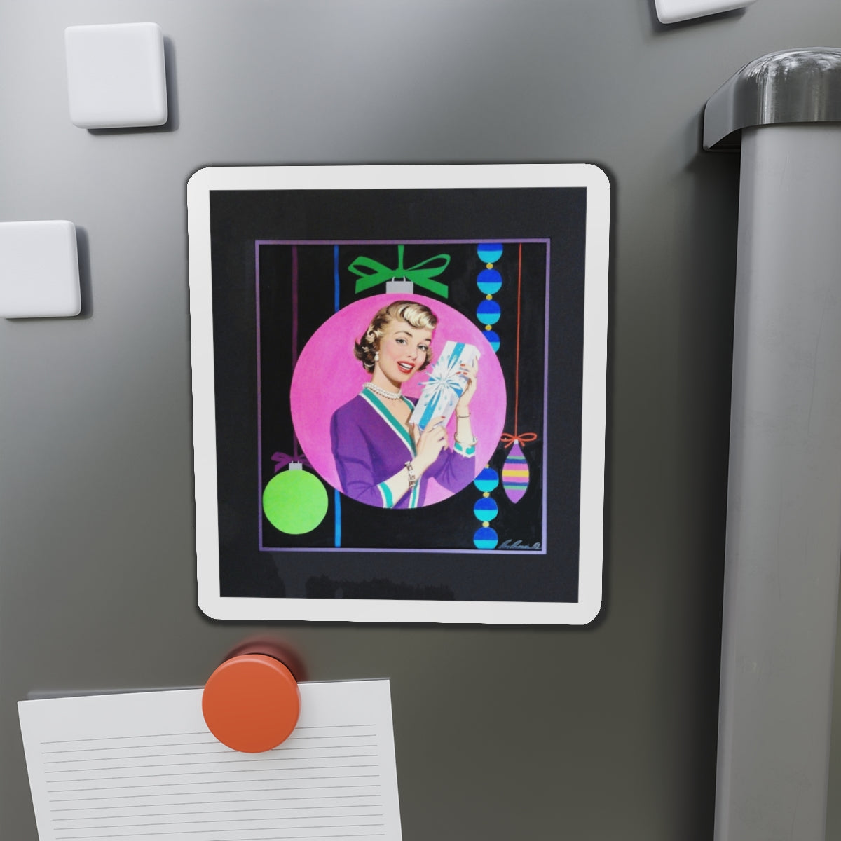 Christmas Present (Magazine Illustration) Refrigerator Magnet-The Sticker Space