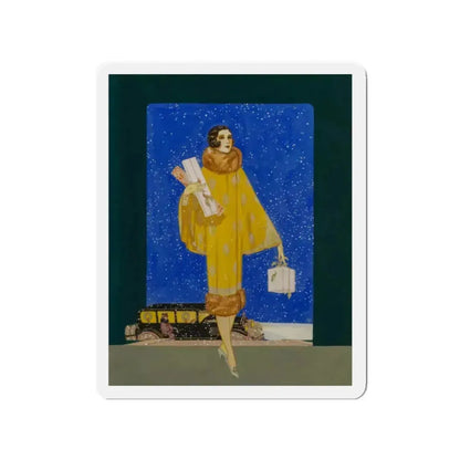 Christmas Shopping (Magazine Illustration) Refrigerator Magnet 2 Inch Die-Cut - The Sticker Space