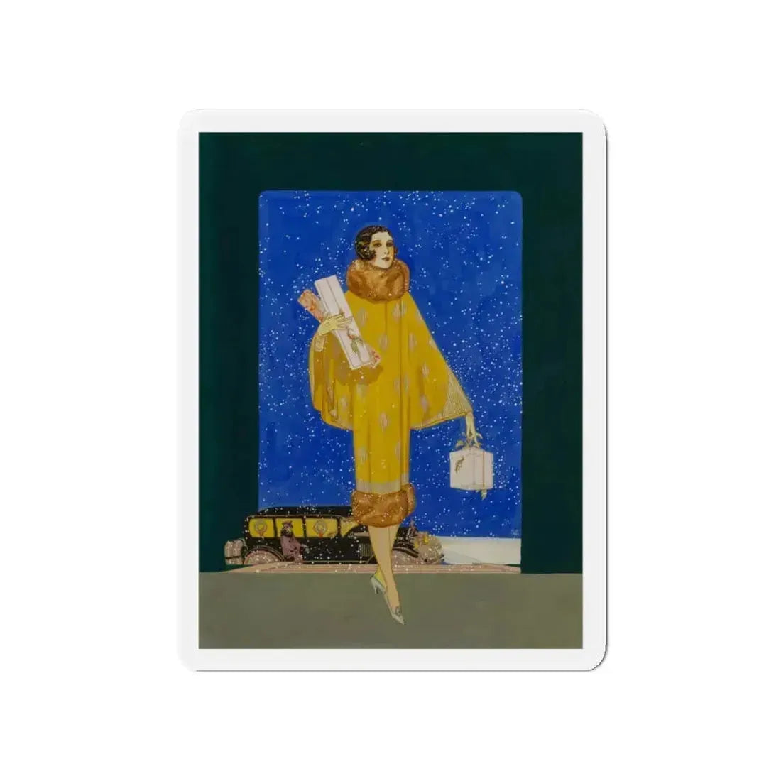 Christmas Shopping (Magazine Illustration) Refrigerator Magnet 4 Inch Die-Cut - The Sticker Space