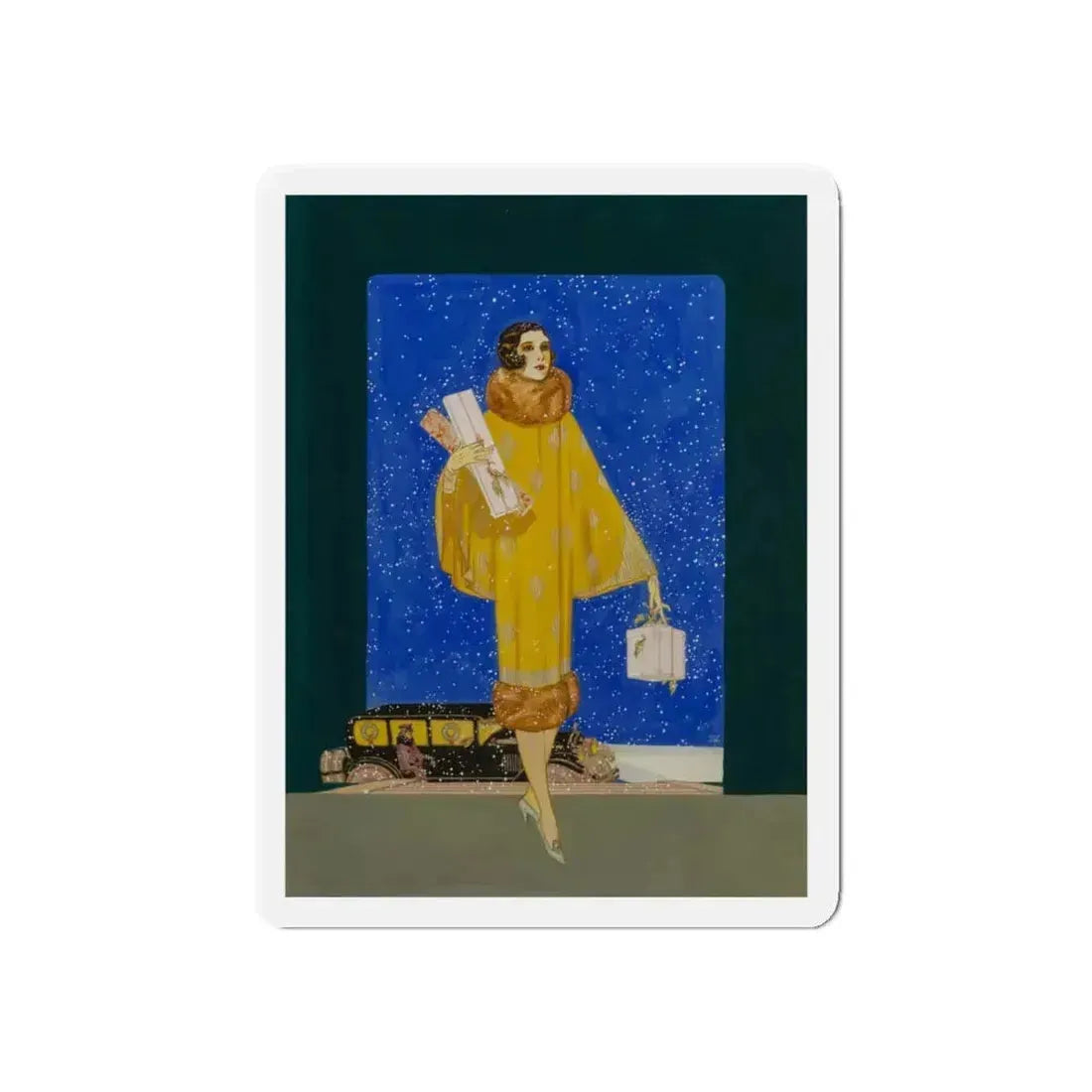 Christmas Shopping (Magazine Illustration) Refrigerator Magnet 6 Inch Die-Cut - The Sticker Space