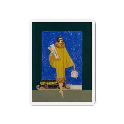 Christmas Shopping (Magazine Illustration) Refrigerator Magnet 6 Inch Die-Cut - The Sticker Space