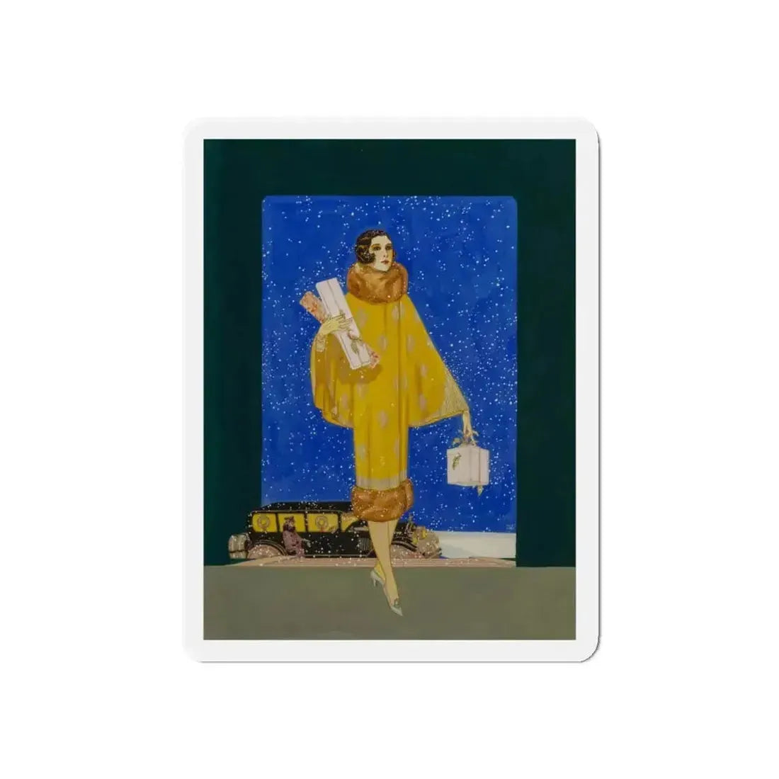 Christmas Shopping (Magazine Illustration) Refrigerator Magnet - The Sticker Space