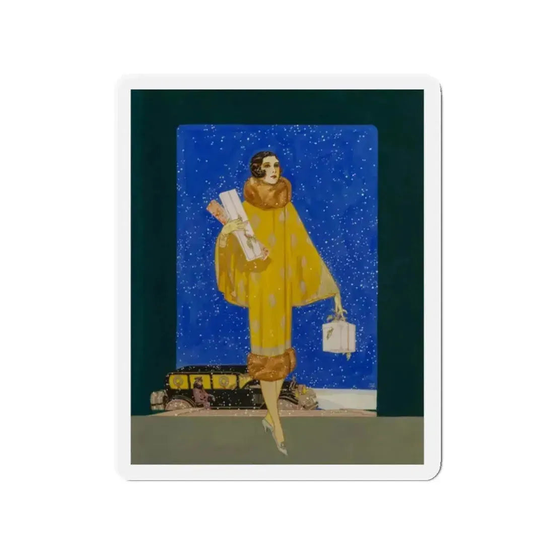 Christmas Shopping (Magazine Illustration) Refrigerator Magnet - The Sticker Space