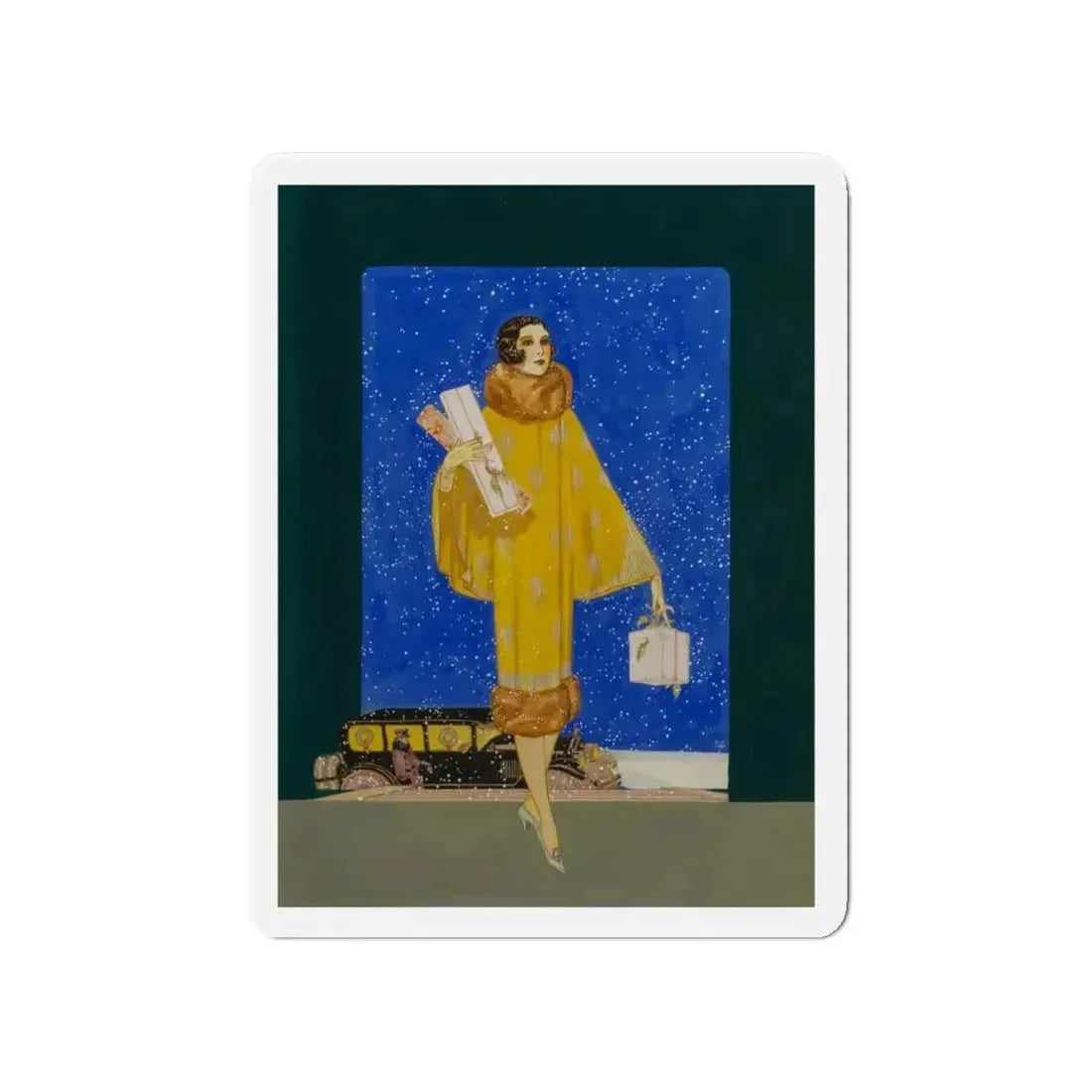 Christmas Shopping (Magazine Illustration) Refrigerator Magnet - The Sticker Space