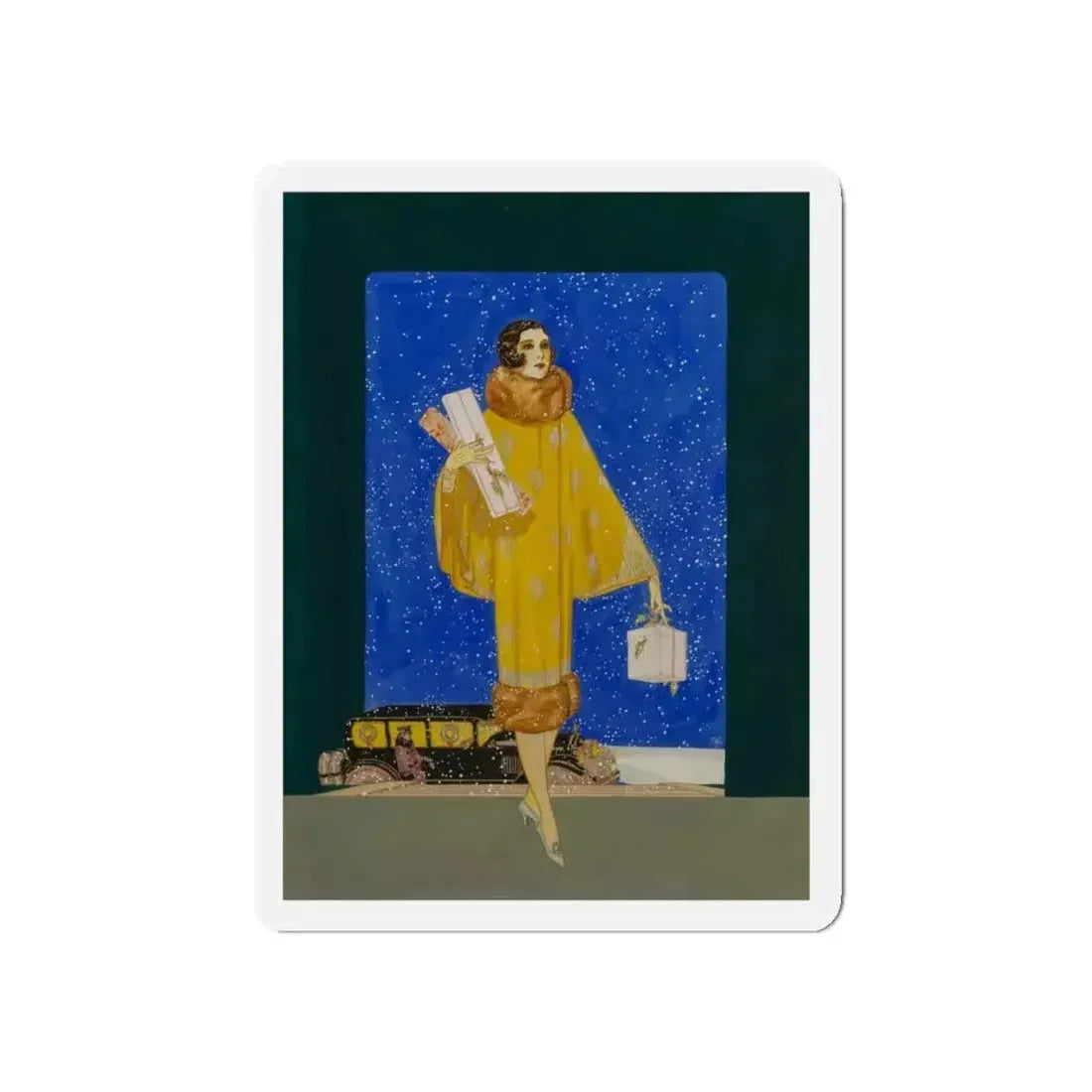 Christmas Shopping (Magazine Illustration) Refrigerator Magnet - The Sticker Space