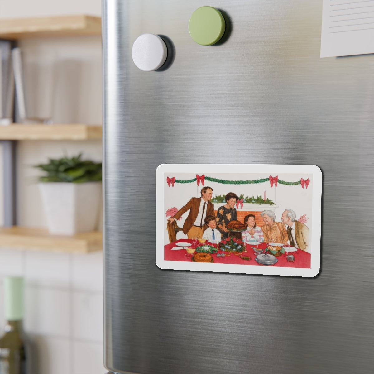 Christmas Themed (Magazine Illustration) Refrigerator Magnet-The Sticker Space