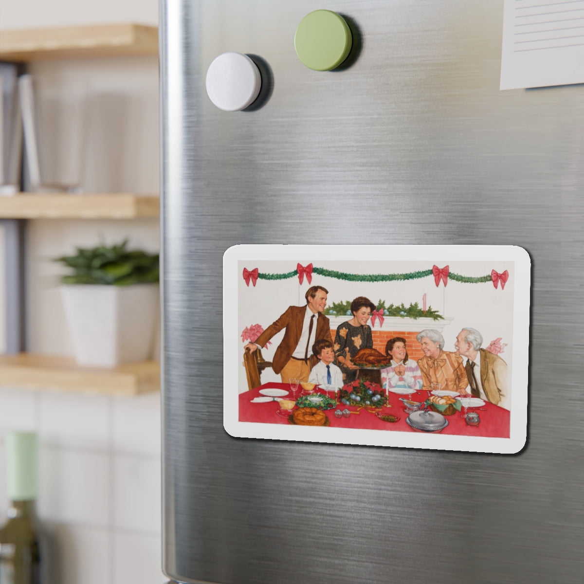 Christmas Themed (Magazine Illustration) Refrigerator Magnet-The Sticker Space