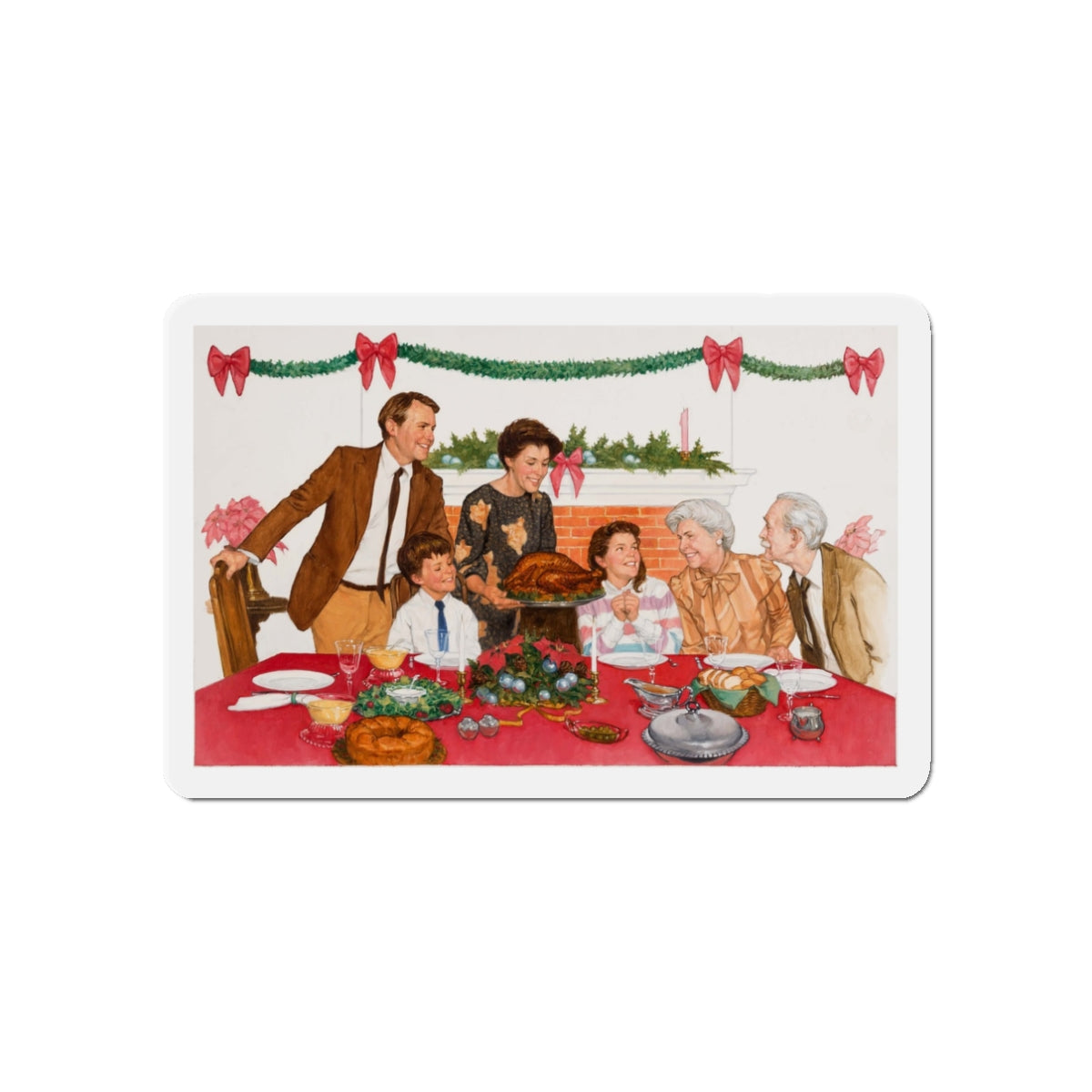 Christmas Themed (Magazine Illustration) Refrigerator Magnet-3" x 3"-The Sticker Space