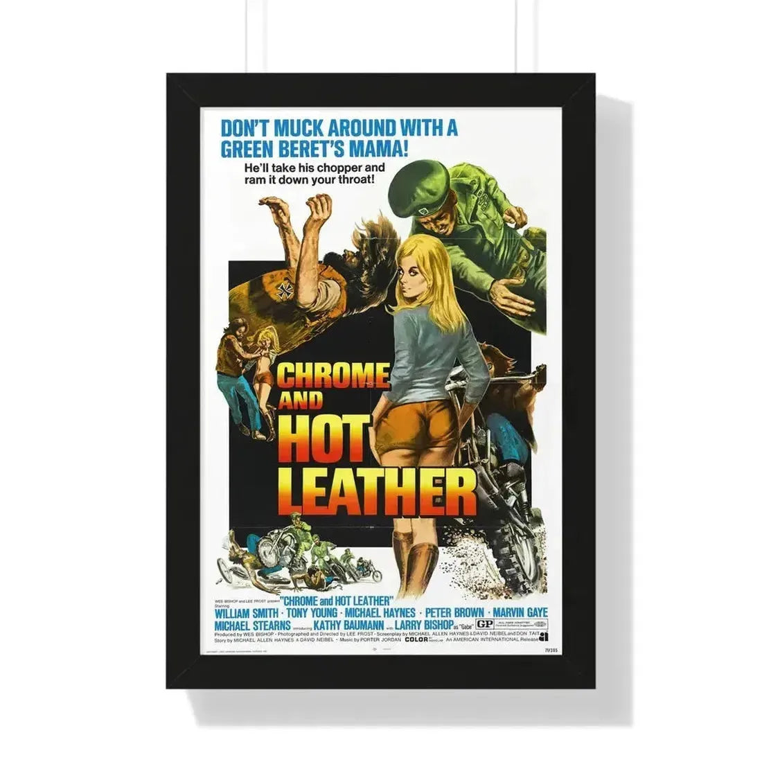 CHROME AND HOT LEATHER 1971 - Framed Movie Poster 16″ x 24″ Black - The Sticker Space