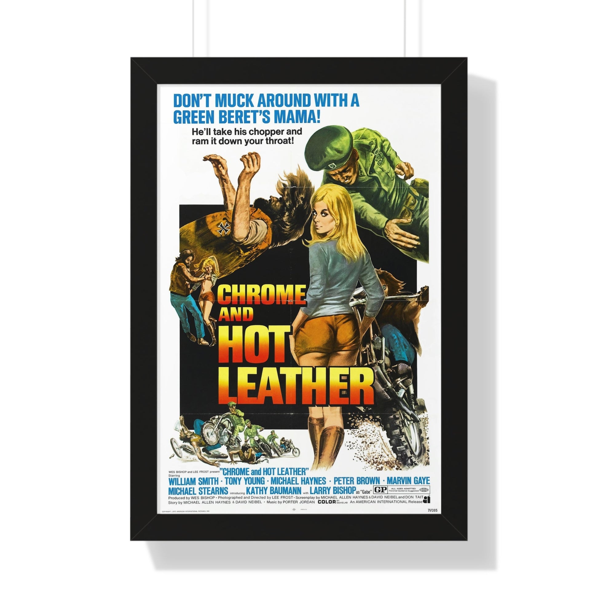 CHROME AND HOT LEATHER 1971 - Framed Movie Poster-16″ x 24″-The Sticker Space