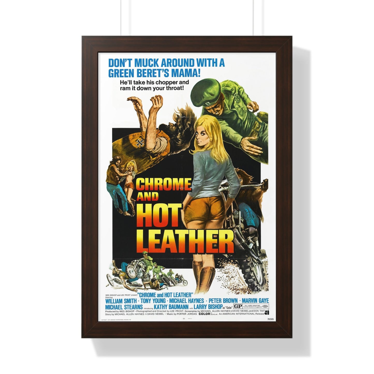 CHROME AND HOT LEATHER 1971 - Framed Movie Poster-16″ x 24″-The Sticker Space