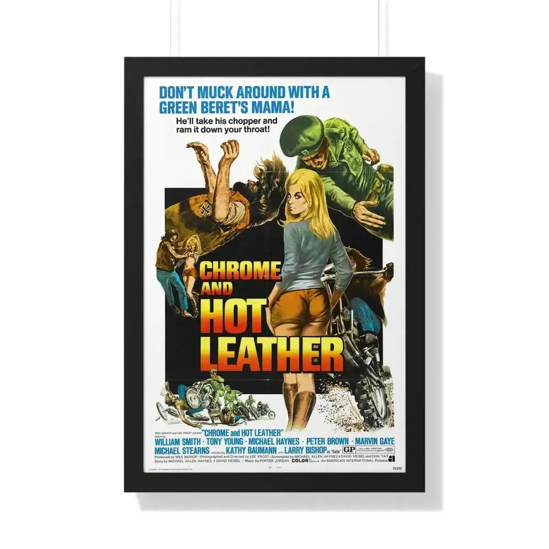 CHROME AND HOT LEATHER 1971 - Framed Movie Poster 20" x 30" Black - The Sticker Space