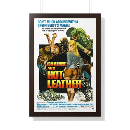 CHROME AND HOT LEATHER 1971 - Framed Movie Poster 20" x 30" Walnut - The Sticker Space
