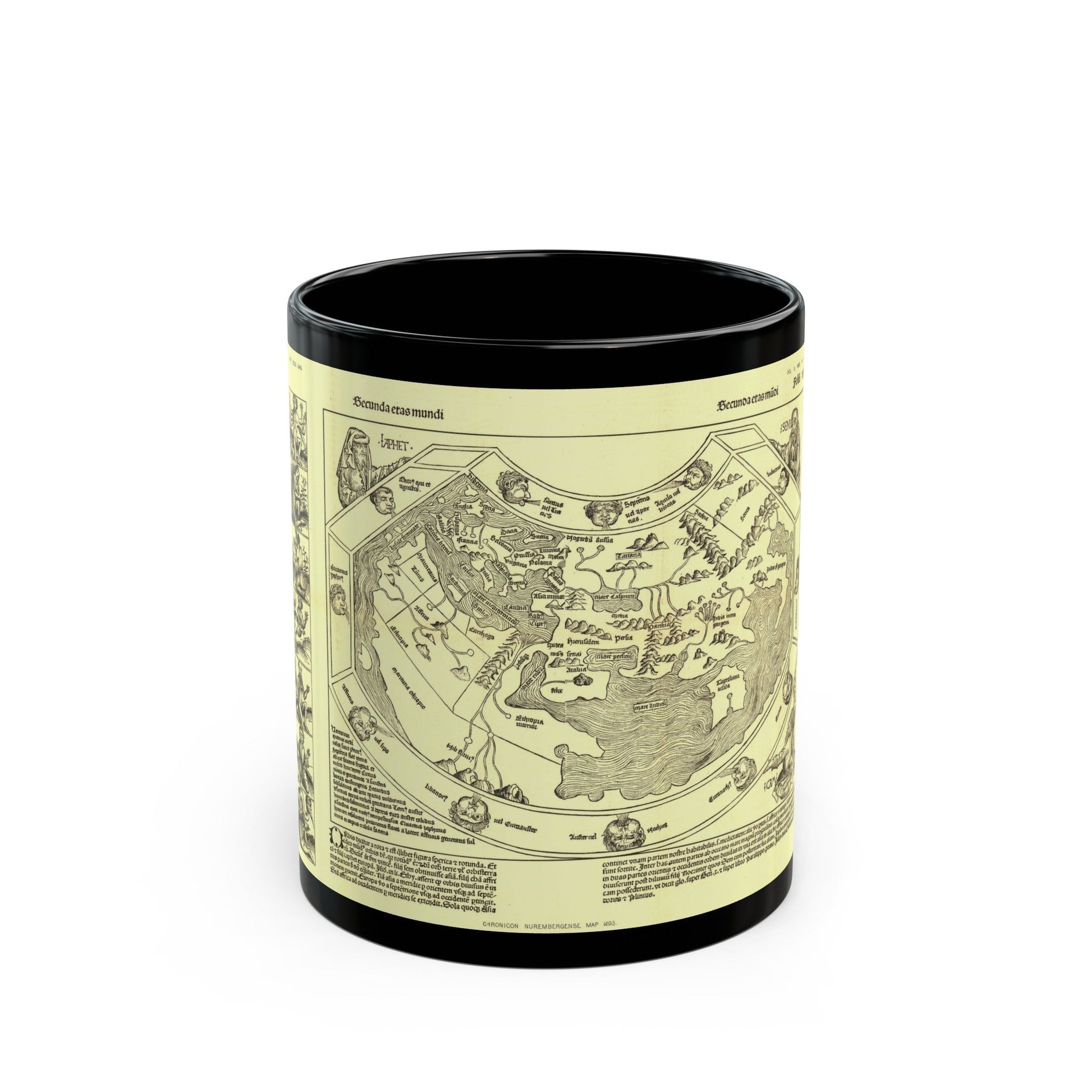 Chronicon Nurembergense Map (1493) (Map) Black Coffee Mug-11oz-The Sticker Space