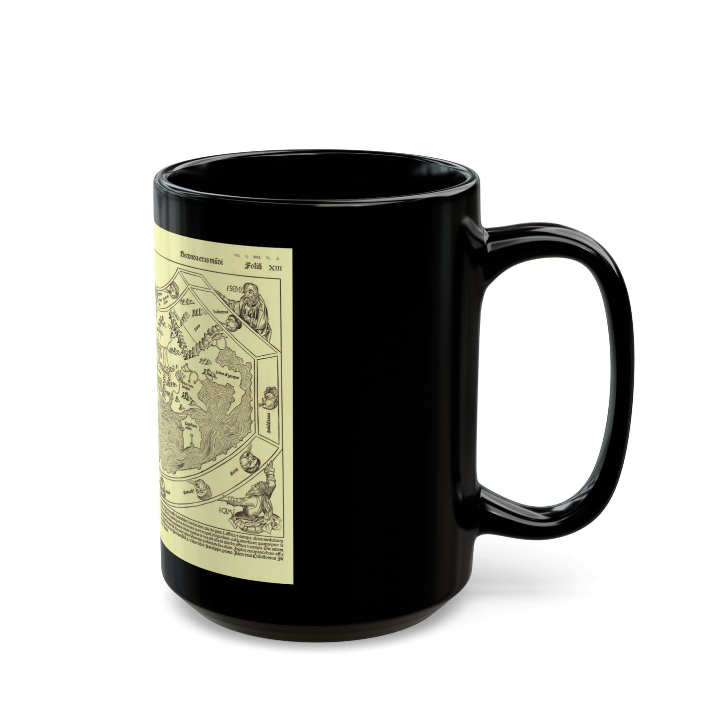 Chronicon Nurembergense Map (1493) (Map) Black Coffee Mug-The Sticker Space