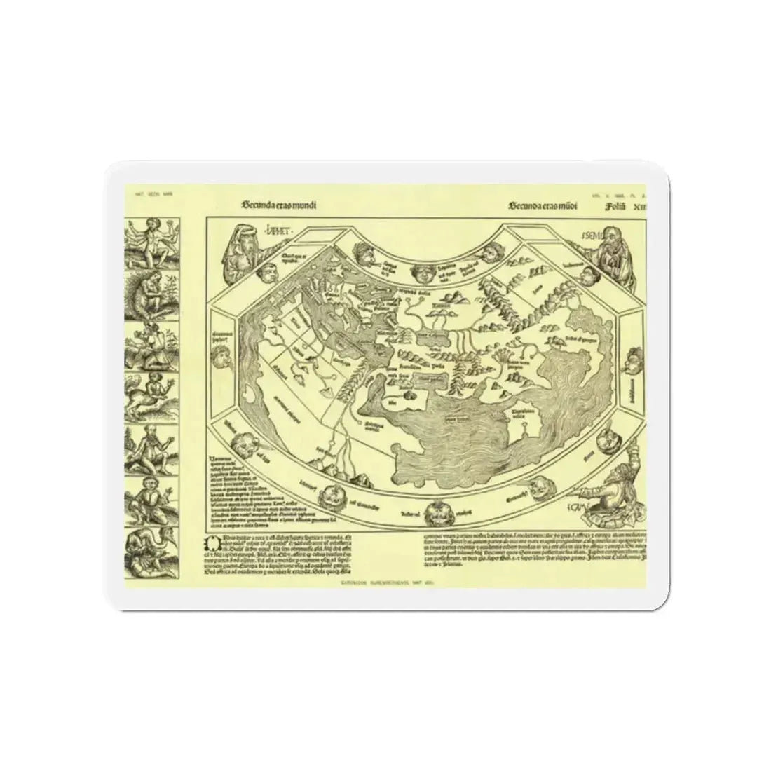 Chronicon Nurembergense Map (1493) (Map) Refrigerator Magnet 2 Inch - The Sticker Space
