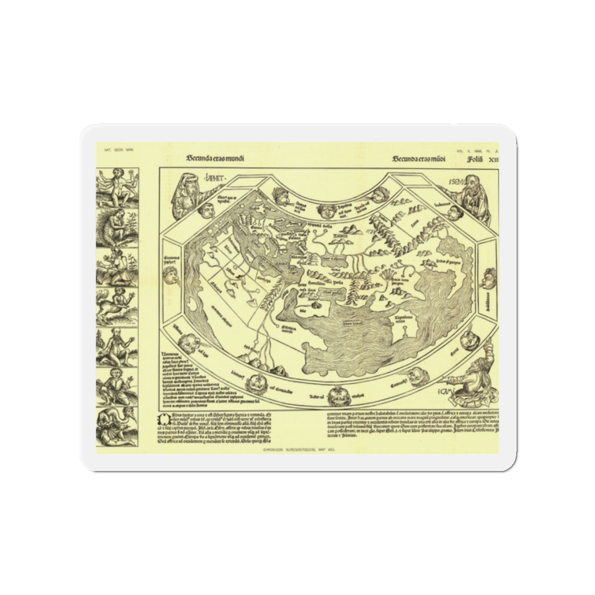 Chronicon Nurembergense Map (1493) (Map) Refrigerator Magnet-2" x 2"-The Sticker Space