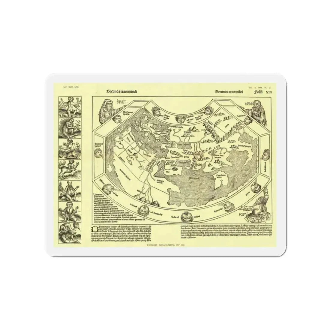 Chronicon Nurembergense Map (1493) (Map) Refrigerator Magnet 3 Inch - The Sticker Space