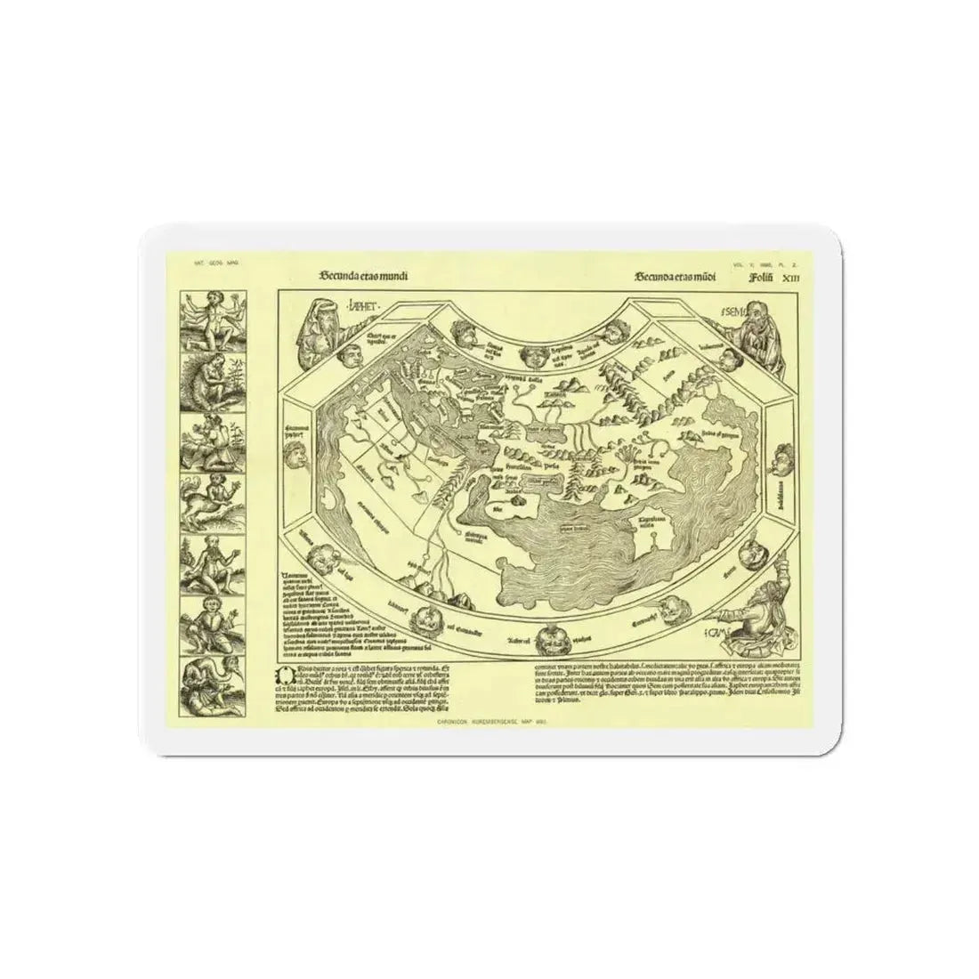 Chronicon Nurembergense Map (1493) (Map) Refrigerator Magnet 4 Inch - The Sticker Space