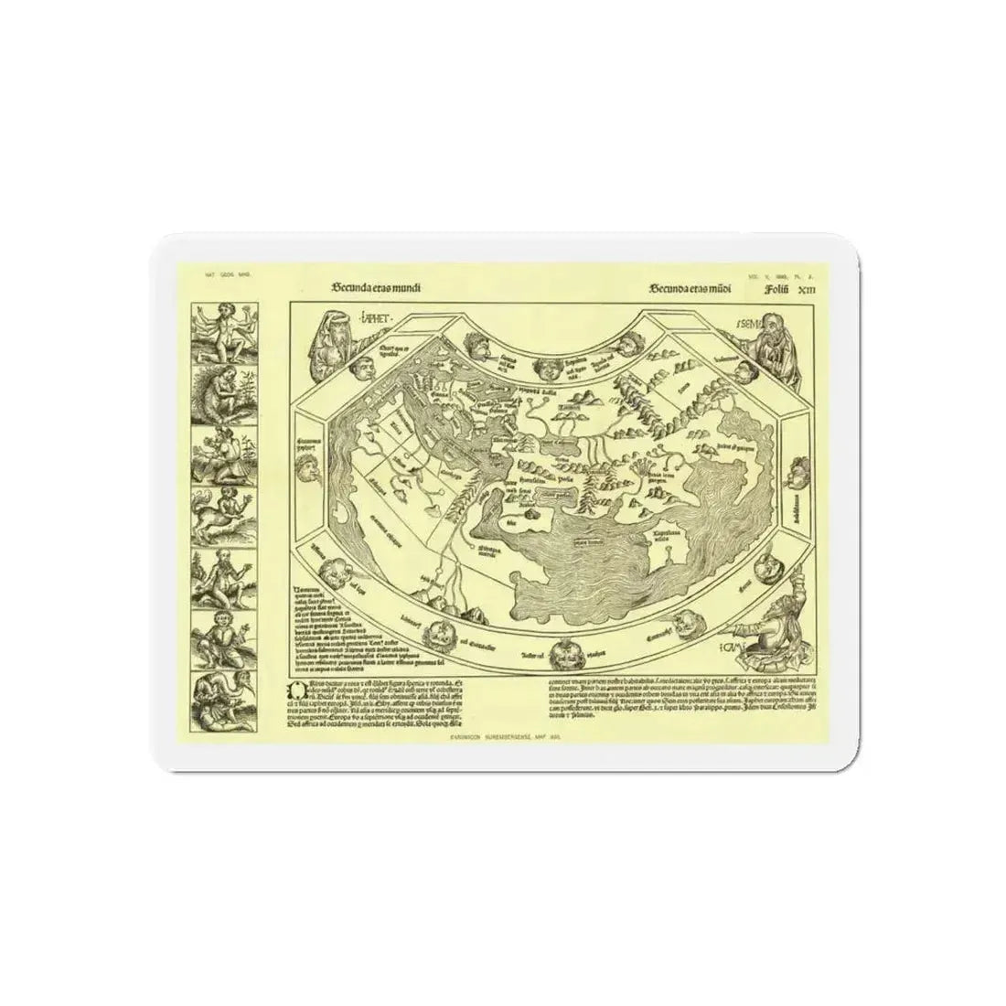 Chronicon Nurembergense Map (1493) (Map) Refrigerator Magnet 5 Inch - The Sticker Space
