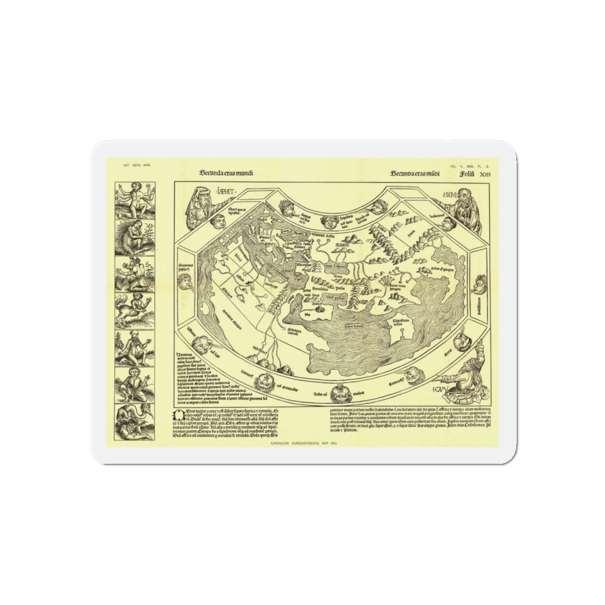 Chronicon Nurembergense Map (1493) (Map) Refrigerator Magnet-5" x 5"-The Sticker Space