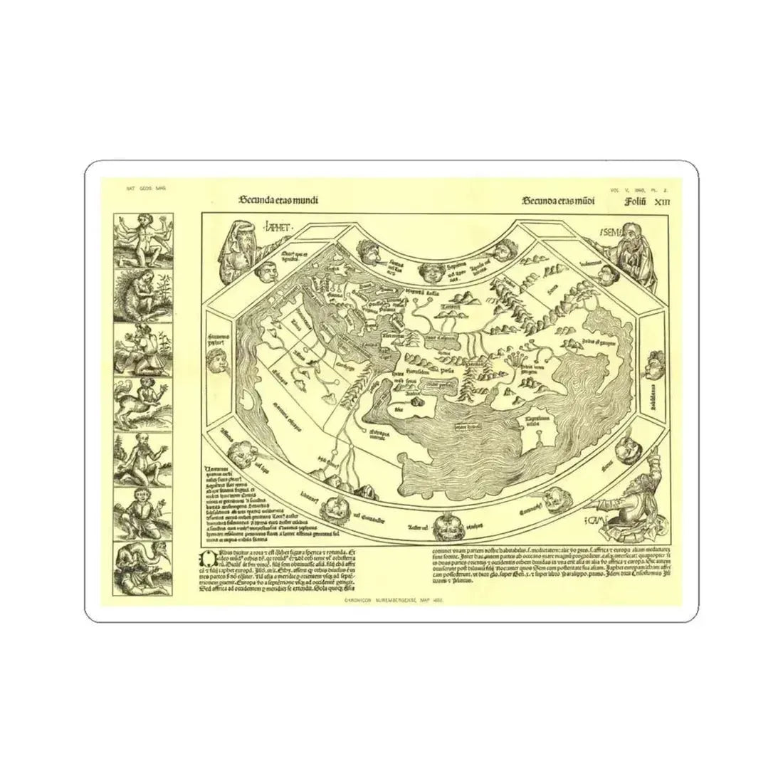 Chronicon Nurembergense Map (1493) (Map) STICKER Vinyl Kiss-Cut Decal 4 Inch White - The Sticker Space