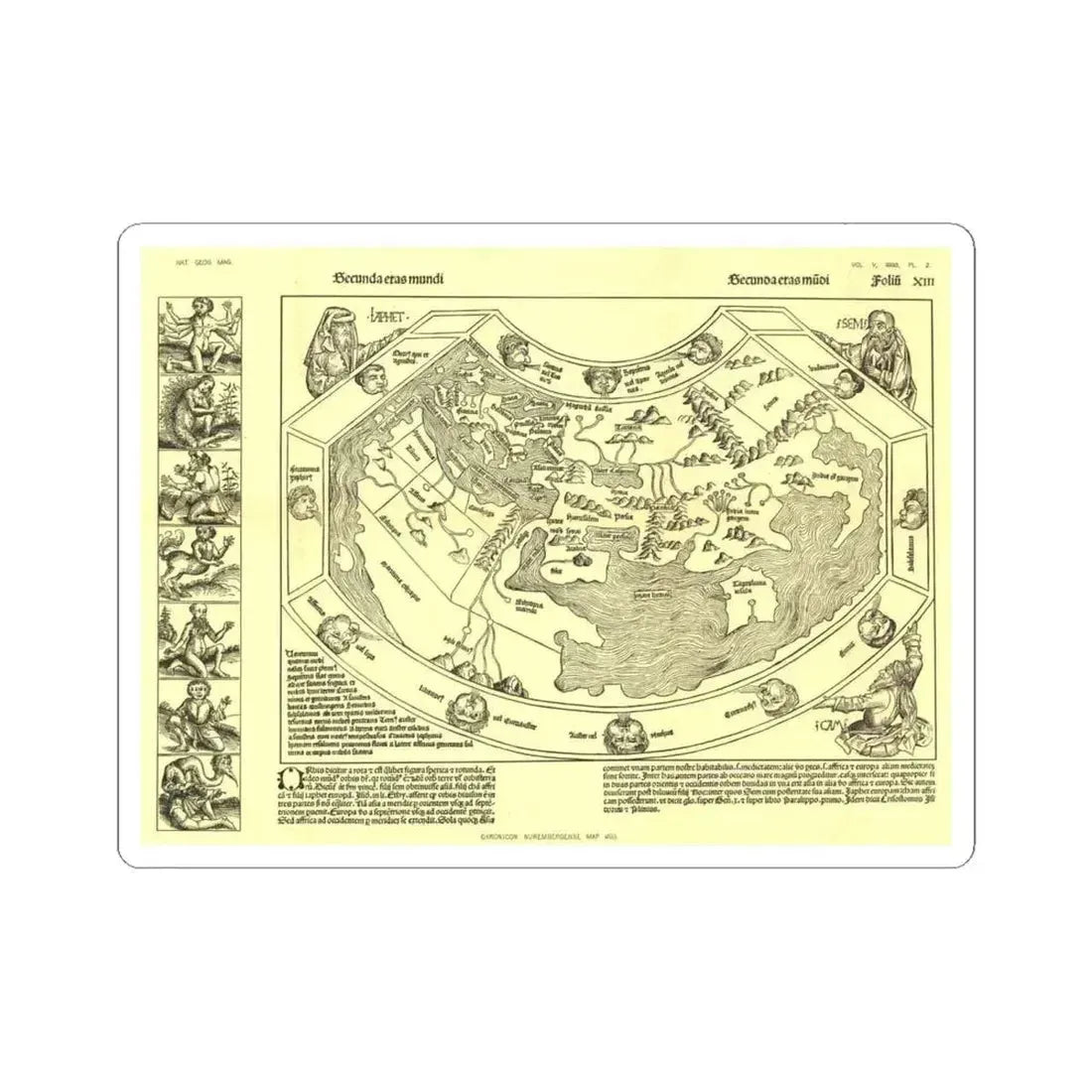 Chronicon Nurembergense Map (1493) (Map) STICKER Vinyl Kiss-Cut Decal 6 Inch White - The Sticker Space
