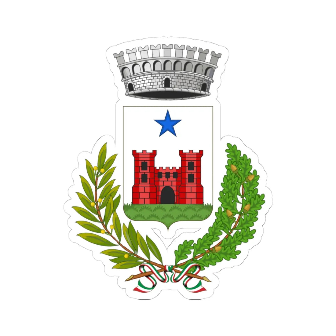 Châtillon-Stemma (Italy) (Coat of Arms) STICKER Vinyl Kiss-Cut Decal 4 Inch White - The Sticker Space