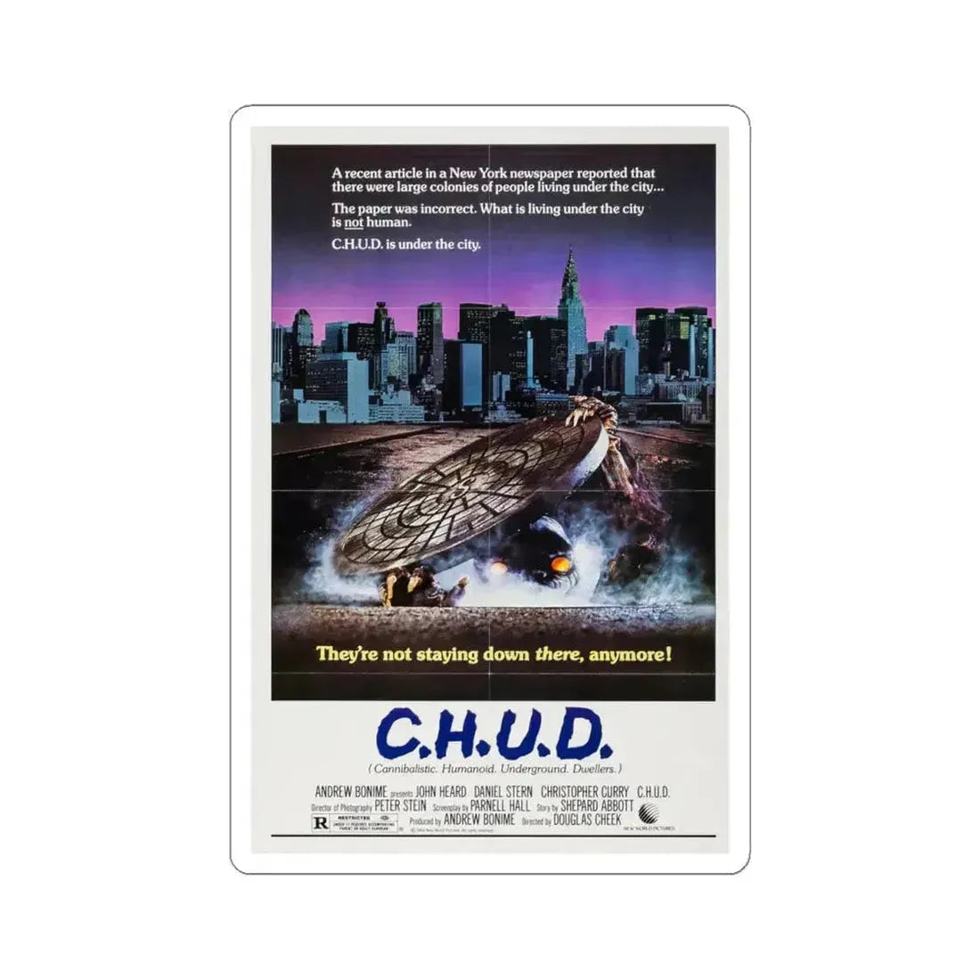 CHUD 1984 Movie Poster - STICKER Vinyl Kiss-Cut Decal 4 Inch White - The Sticker Space