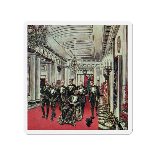 Churchill's Visit, This Week Magazine, January 19, 1964 (Magazine Illustration) Refrigerator Magnet 2 Inch Die-Cut - The Sticker Space