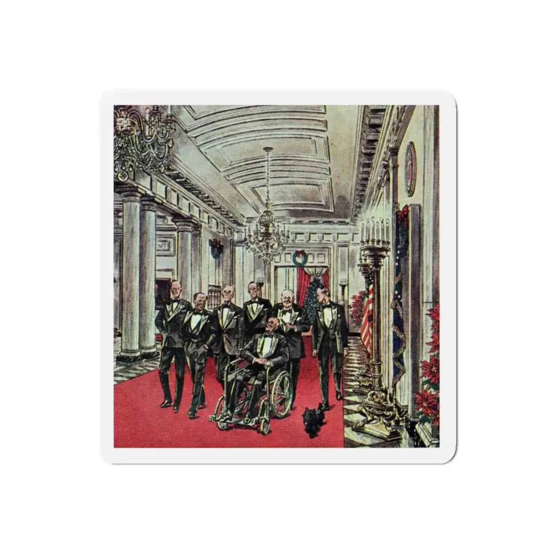 Churchill's Visit, This Week Magazine, January 19, 1964 (Magazine Illustration) Refrigerator Magnet 5 Inch Die-Cut - The Sticker Space