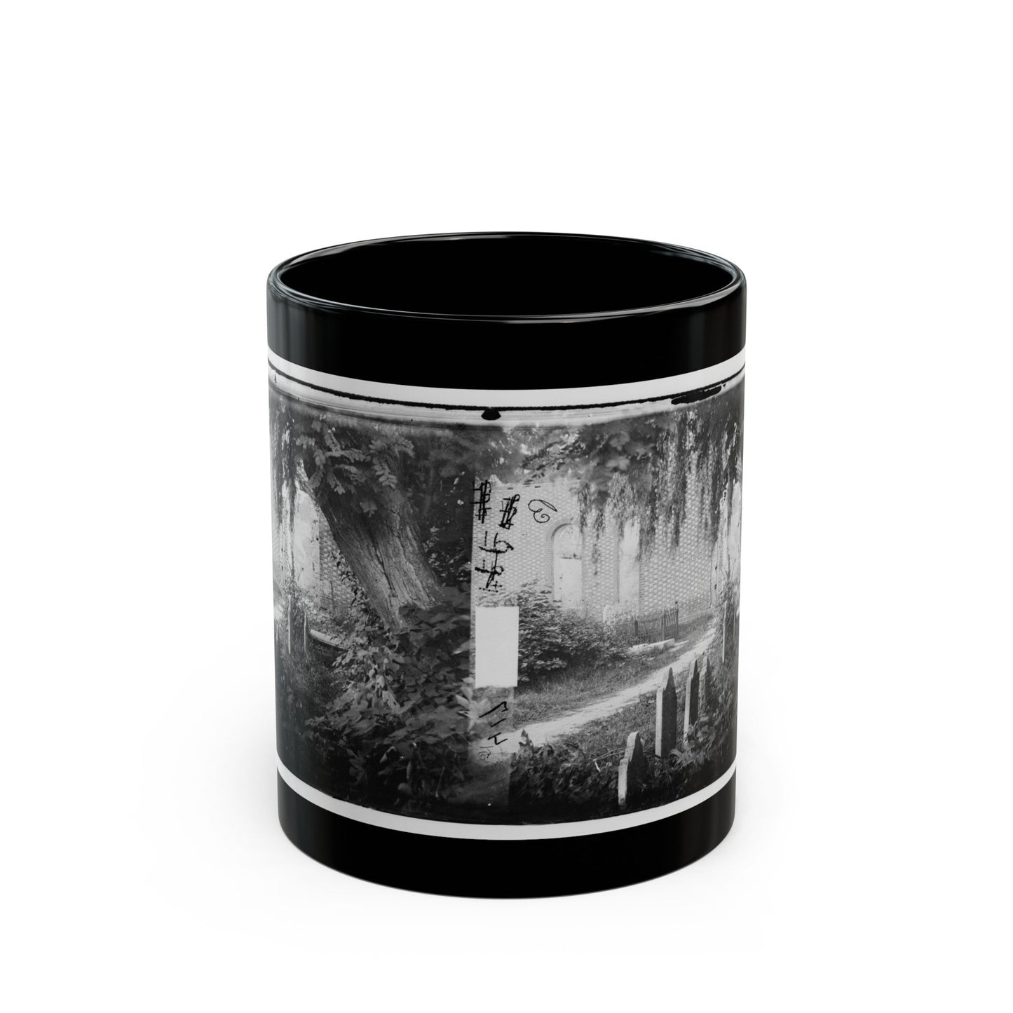 Churchyard With Graves (U.S. Civil War) Black Coffee Mug-11oz-The Sticker Space