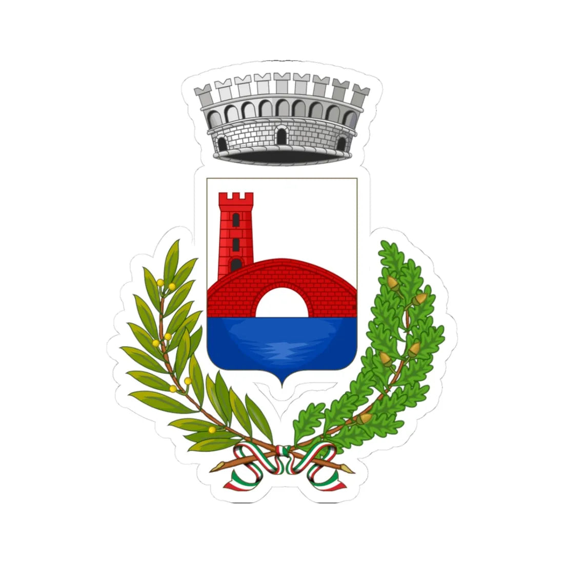 Cicagna-Stemma (Italy) (Coat of Arms) STICKER Vinyl Kiss-Cut Decal 3 Inch White - The Sticker Space