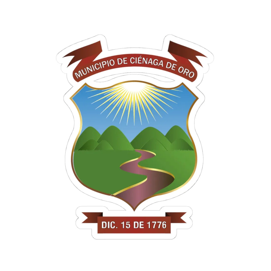 CienagaDeOro (Colombia) (Coat of Arms) STICKER Vinyl Kiss-Cut Decal 4 Inch White - The Sticker Space