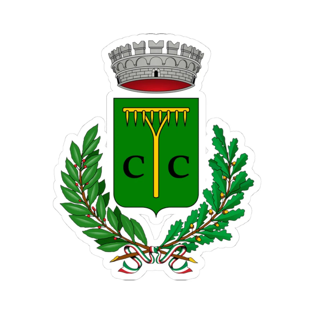 Cigliano-Stemma (Italy) (Coat of Arms) STICKER Vinyl Kiss-Cut Decal 3 Inch White - The Sticker Space