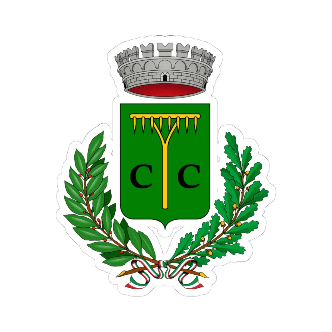 Cigliano-Stemma (Italy) (Coat of Arms) STICKER Vinyl Kiss-Cut Decal 4 Inch White - The Sticker Space