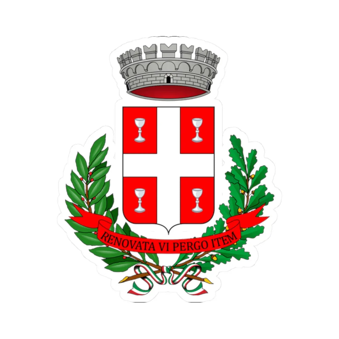 Cinaglio-Stemma (Italy) (Coat of Arms) STICKER Vinyl Kiss-Cut Decal 2 Inch White - The Sticker Space