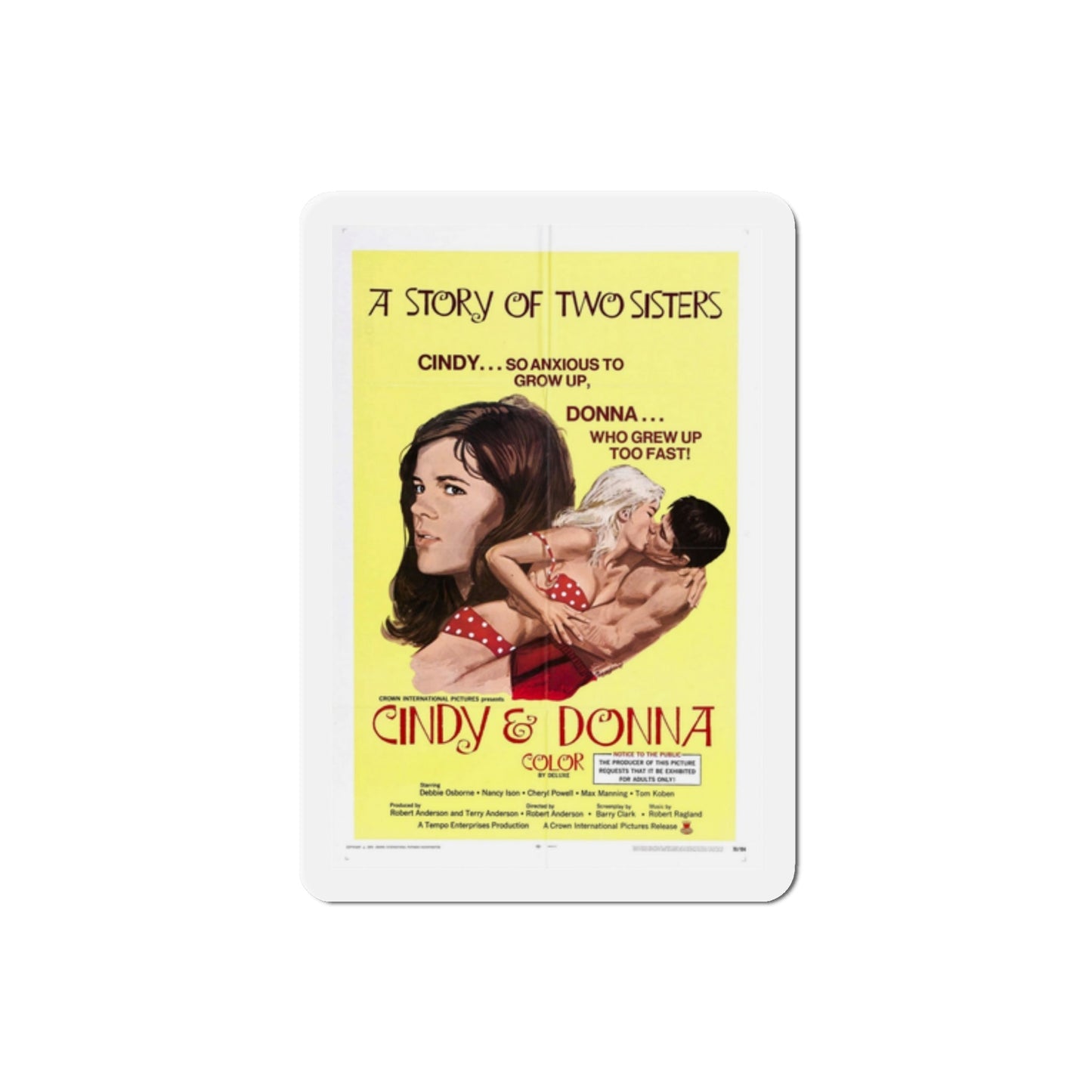 Cindy and Donna 1970 Movie Poster Die-Cut Magnet-2 Inch-The Sticker Space