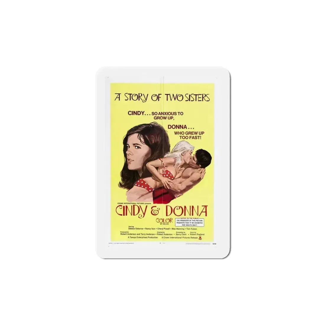 Cindy and Donna 1970 Movie Poster Refrigerator Magnet 6 Inch - The Sticker Space